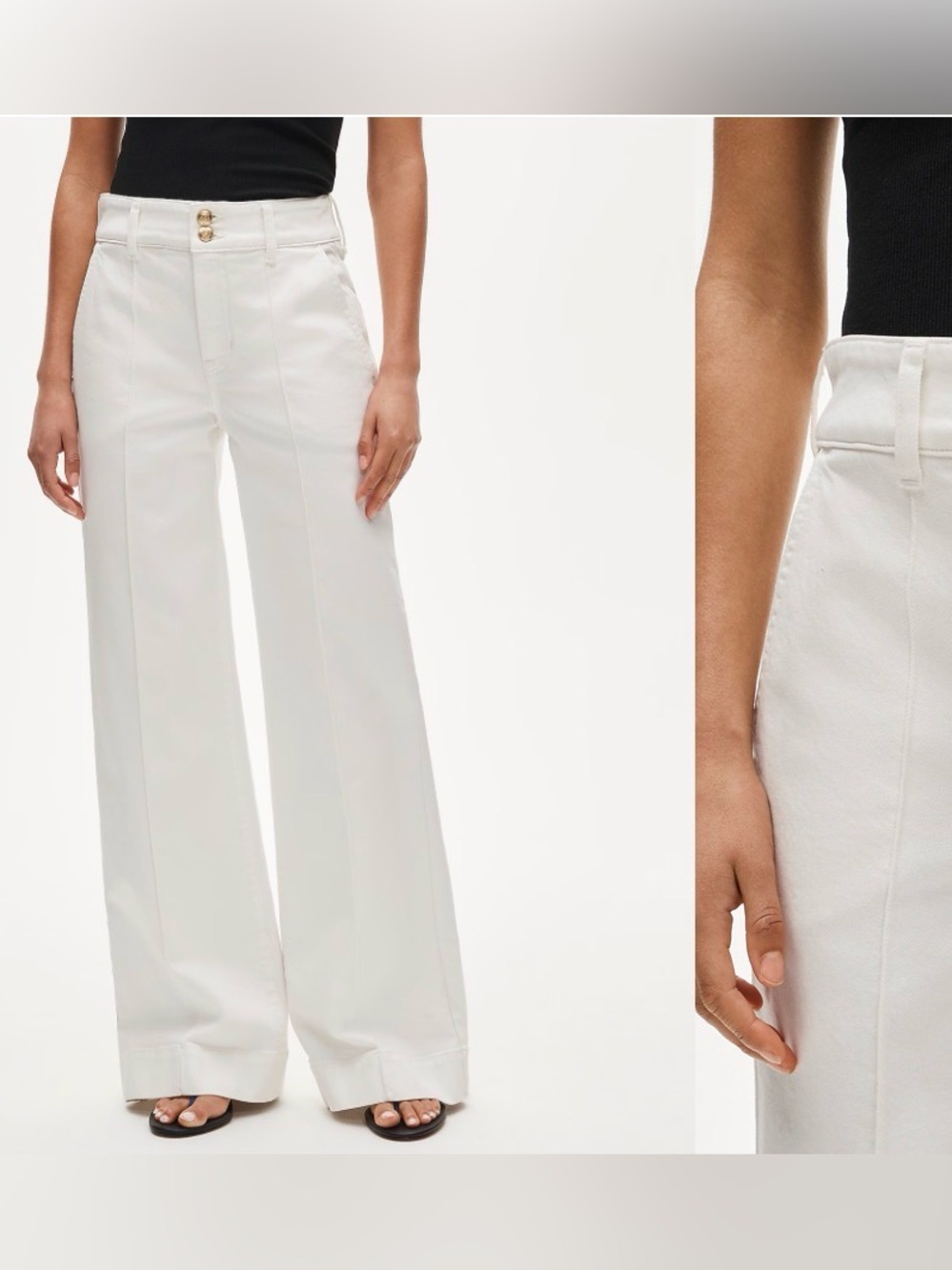 J.Crew Denim trouser jeans with stacked buttons wide leg academia preppy sz 27T